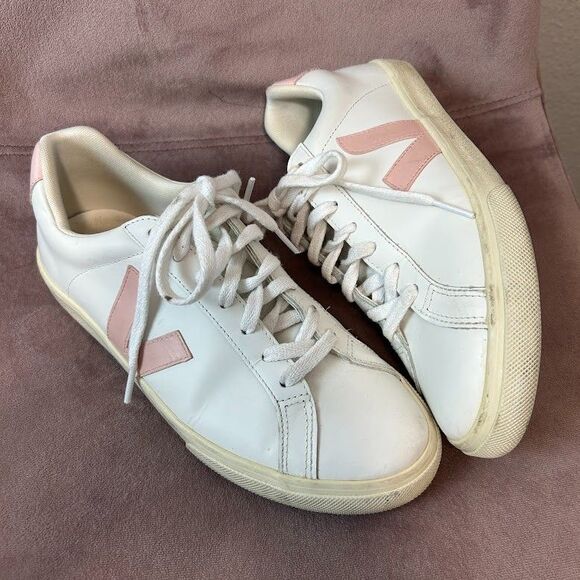 VEJA Esplar Sneakers Womens EU 40 US 9 White Petale Pink Leather - Picture 1 of 7